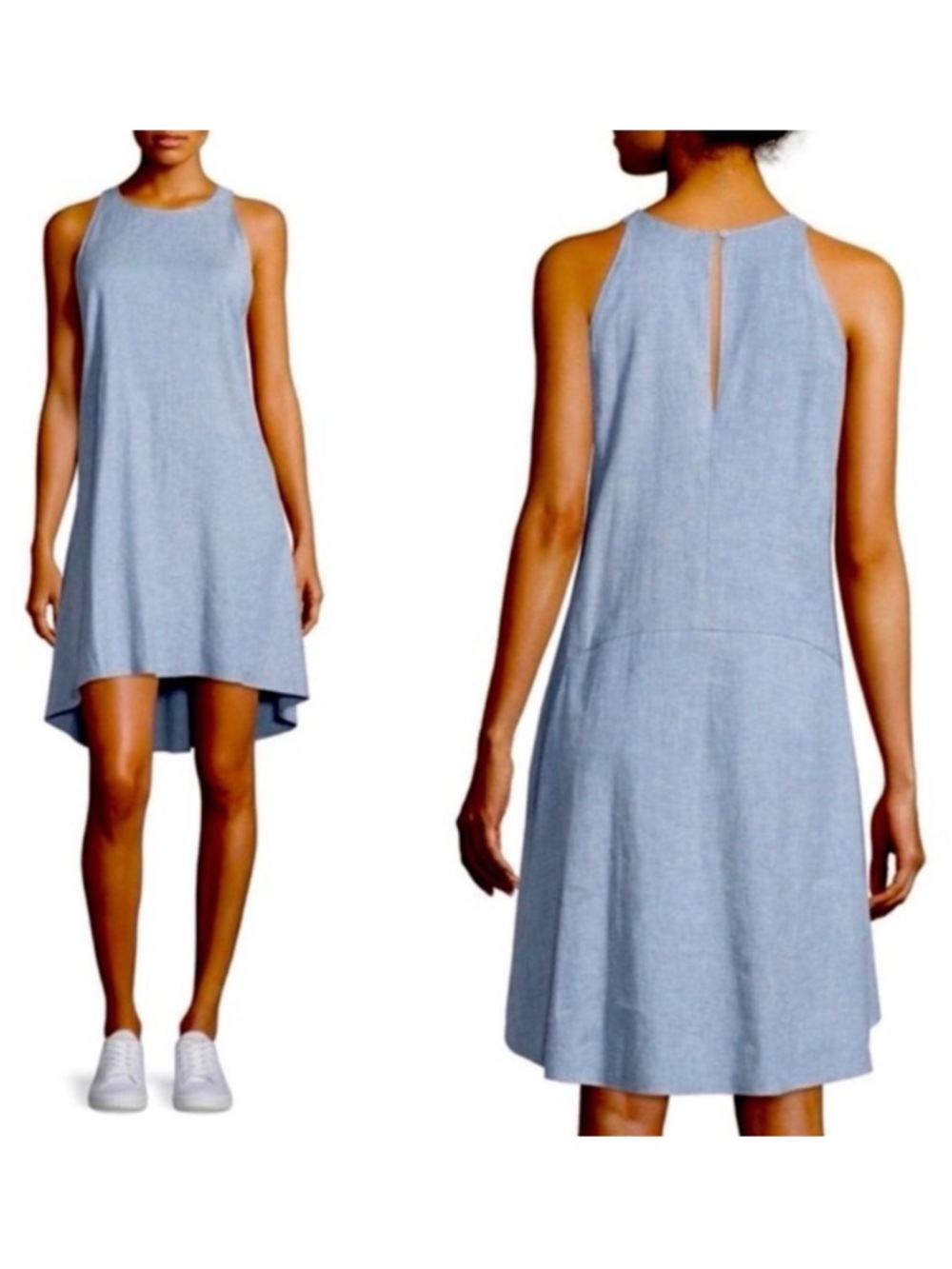 theory linen blend shift dress Theory Panel Shift Dress Womens Small Cream Beige Sharkskin Cream Linen Comfort